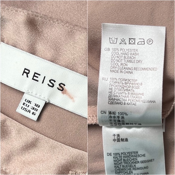 REISS Blush Satin Long Sleeve Band Collar Button Front Oversized Shirt Dress 6 - Picture 8 of 10